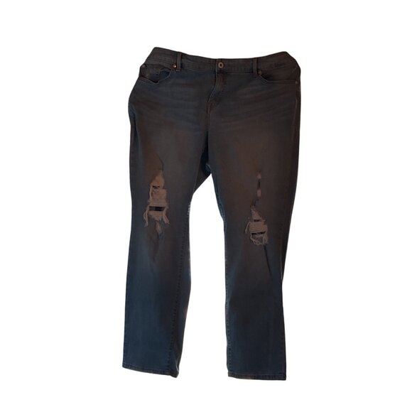 NWOT Torrid Boyfriend Straight Vintage Stretch Distressed Ripped Jeans 22R Light - Picture 10 of 12